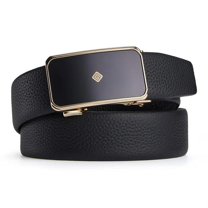 Jeccieziio Cow Leather Belts Men's Gunmetal, Gold, Silver Width 3.5cm-11