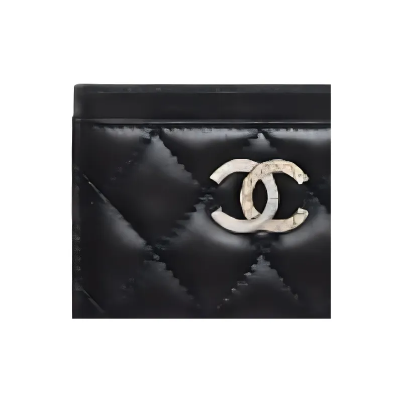 CHANEL Lambskin Card Holder Women's Black-1
