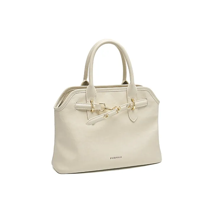 PIERPOLO Cow Leather Tote Bag, Shoulder Bag, Crossbody Bag, Handbag Regular Women's White/Black-4