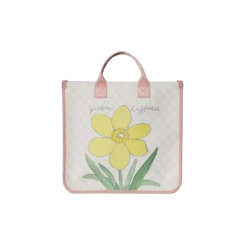 GUCCI GG Supreme Leather Tote Bag, Shopping Bag, Shoulder Bag, Handbag Regular Kids' White & Light Pink