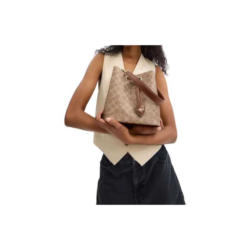 COACH Rowan Leather Bucket Bag Handbag Trumpets Women's Brown-5