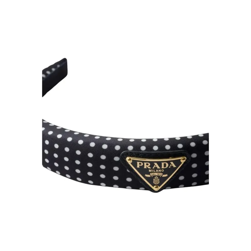 PRADA Recycled Nylon, Enamel Headbands Women's Black-1