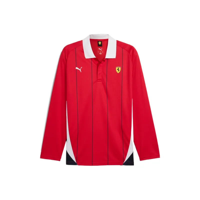 PUMA Scuderia Ferrari Race Long Sleeve Polo Shirt Men's Red-0