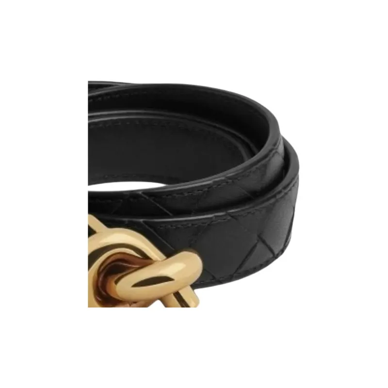 Bottega Veneta Cow Leather Belts Women's Black/Red Width 2CM-2