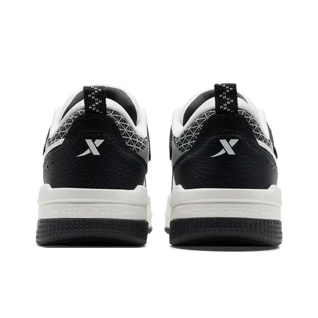 XTEP Reverse Abrasion Resistant Lightweight Height Increasing Low Top Skateboard Shoes Women's Black White-4