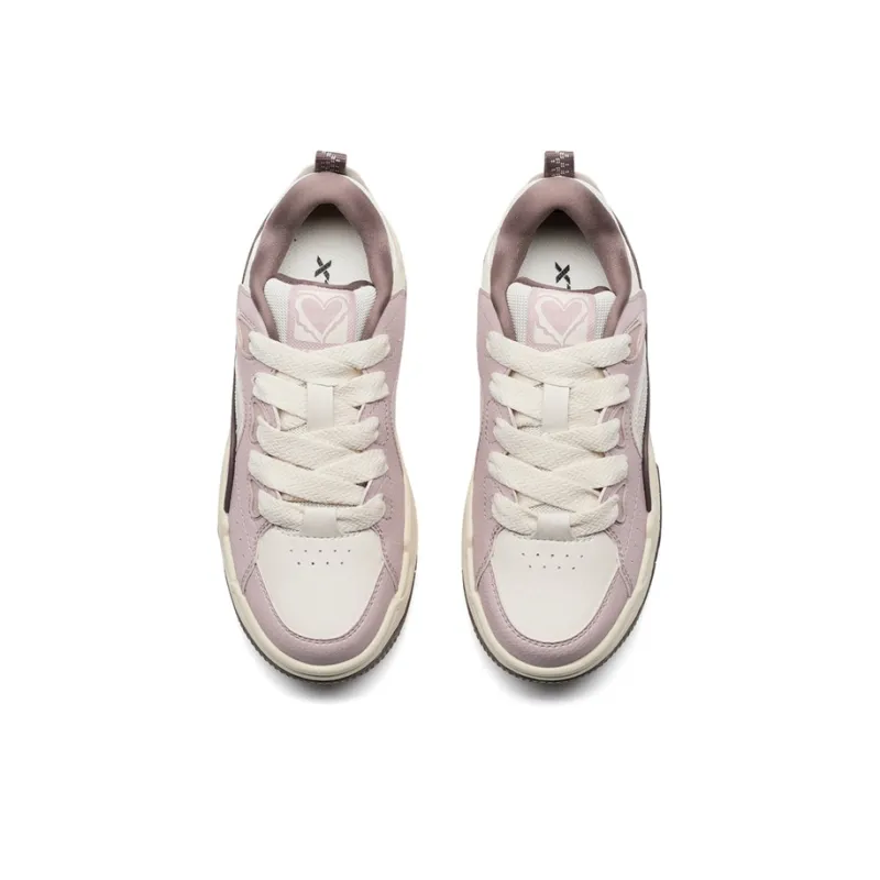 XTEP Reverse Cushioning Lightweight Height Increasing Low Top Skateboard Shoes Women's Arctic Pink/White Sand Gray-3