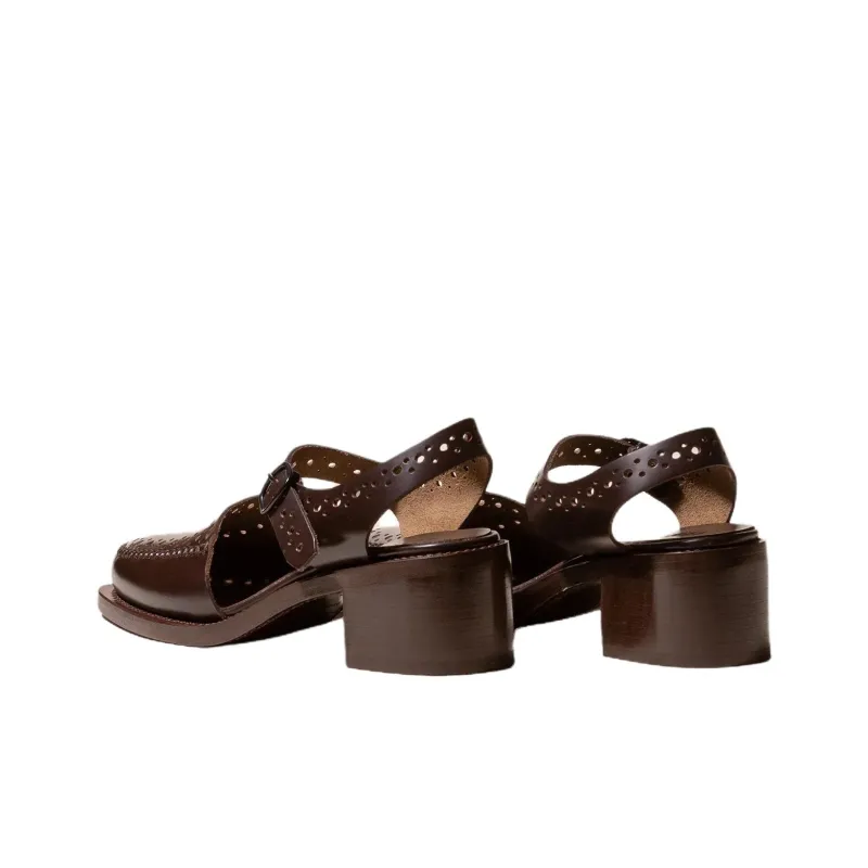 Hereu Picada Chunky Heel High Heels 5cm Women's Dark Brown-2
