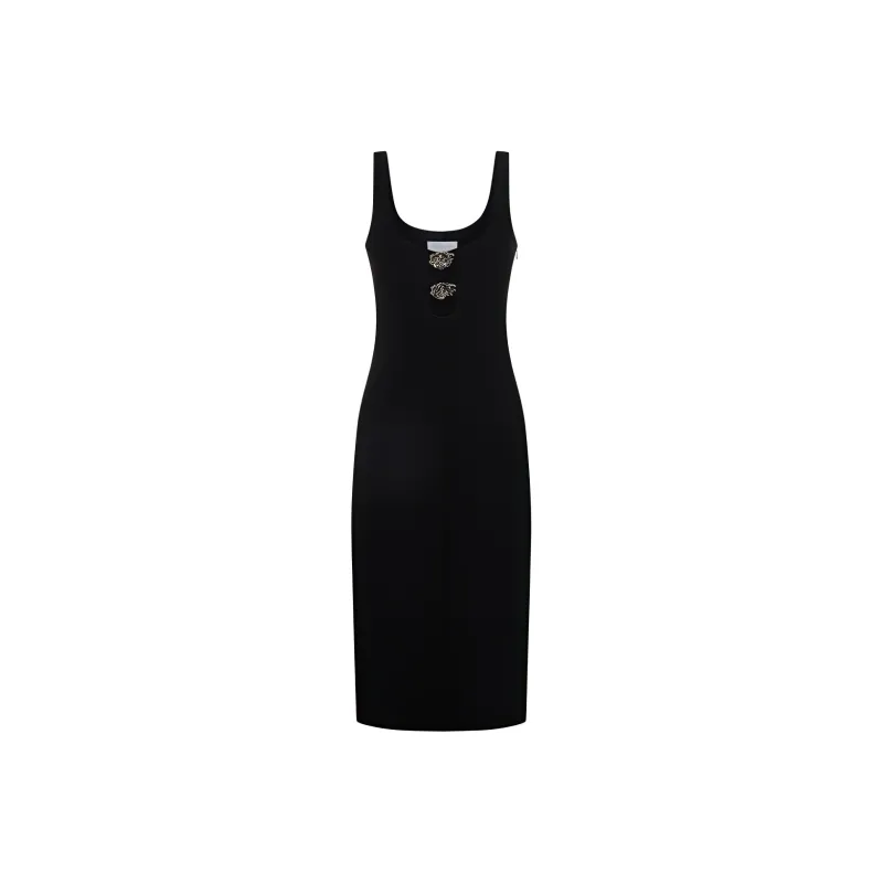Blumarine Rose Plaque Cut Out Detailed Midi Dress-0