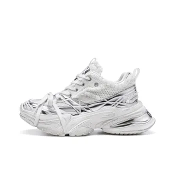 LINGMO Slip Resistant, Abrasion Resistant, Breathable, Height Increasing Low Top Chunky Sneakers Unisex White