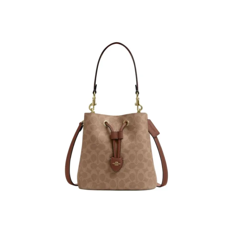 COACH Rowan Leather Bucket Bag Handbag Trumpets Women's Brown-0