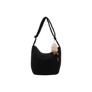 BUBM Corduroy Shoulder Bag Women's Black/White/Coffee