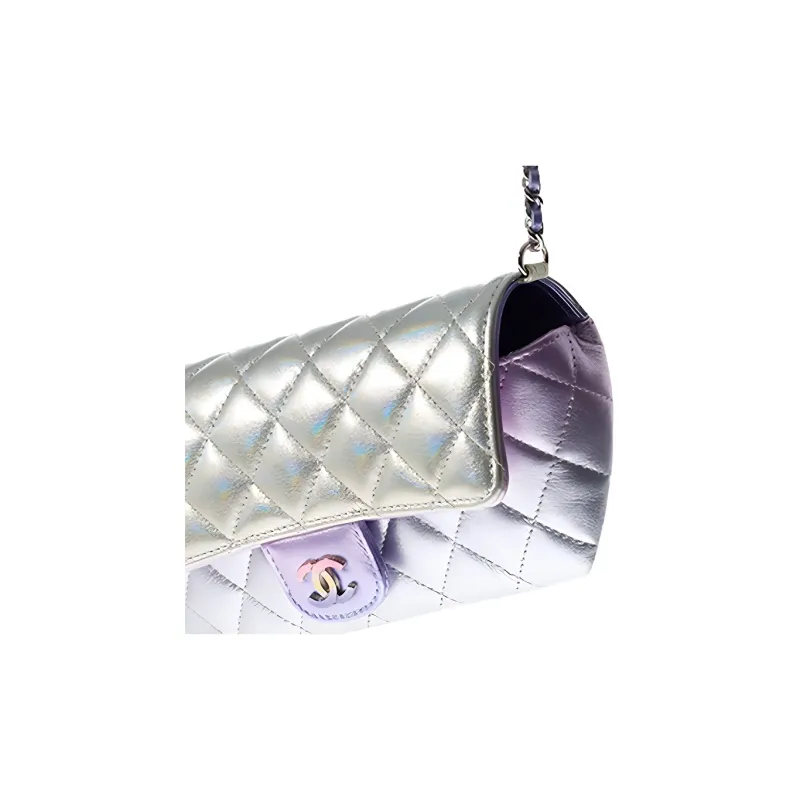 CHANEL Flap Eyeglass Pouch, Glass Storage Box, Crossbody Bag Women's Iridescent Macaron Color-2