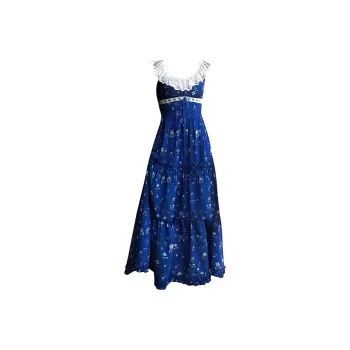 GUOZHEN Slip Dresses Women's Blue