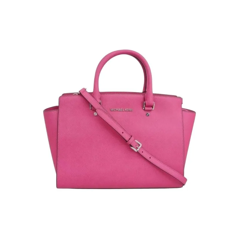 MICHAEL KORS Selma Leather Shoulder Bag, Crossbody Bag, Handbag Tubas Women's Raspberry Pink-0