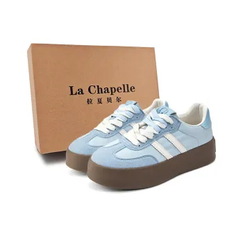 La Chapelle Anti Slip Wear Resistant Low Top Skateboard Shoes Women's Light Blue