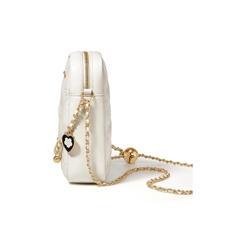 CNOLES Cow Leather Shoulder Bag, Crossbody Bag Regular Women's Cream White-2