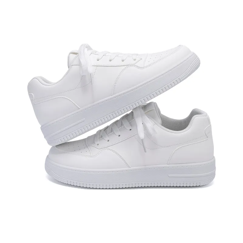HUANQIU Abrasion Resistant, Lightweight, And Breathable Low Top Skateboard Shoes Men's White-1