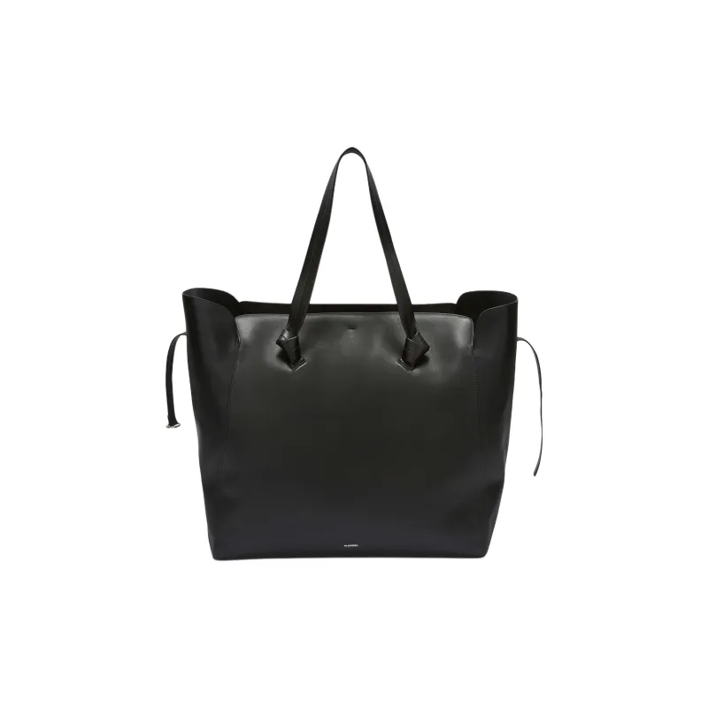 JIL SANDER Calfskin Tote Bag, Shopping Bag, Shoulder Bag Tubas Men's Black-0