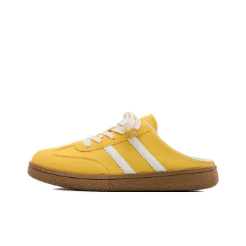 HUANQIU Rubber Sole Leather Patchwork Quiet Abrasion Resistant Slip Resistant Closed Toe Slippers Women's Yellow