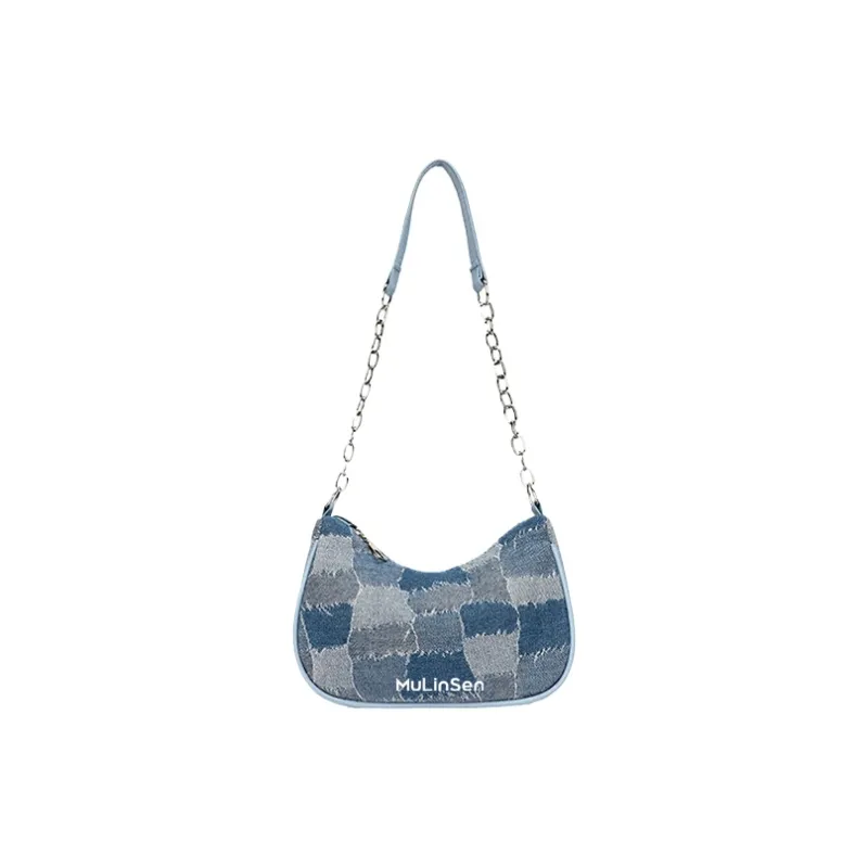 Mulinsen Denim Shoulder Bag Women's Blue-0