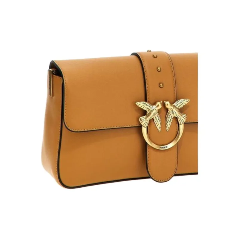 PINKO Calfskin Shoulder Bag Women's Brown-4