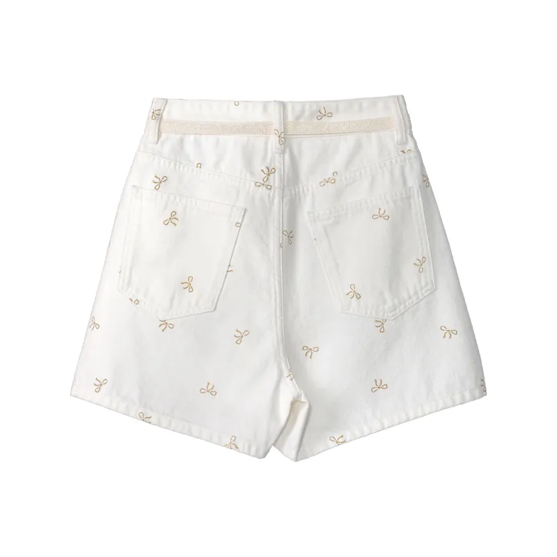 Fstudio Summer Korean Style Petite Sweet & Spicy Outfit 100% Cotton Print Denim Shorts Women's-2