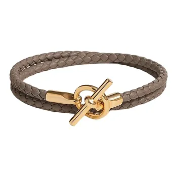 HERMES Calfskin, Gold Plated Bracelets Women's Brown