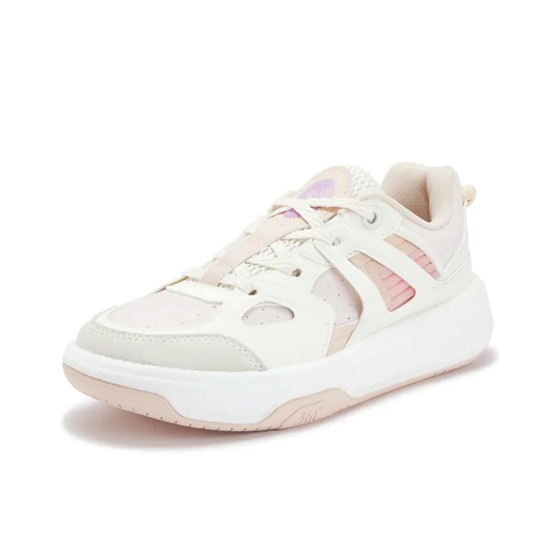361° Rowing Boat Anti Slip Wear Resistant Low Top Skateboard Shoes Women's White Pink-1