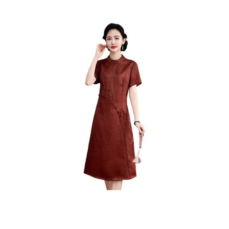 Yi Mengyuan Silk Short Sleeved Dress Women's-0