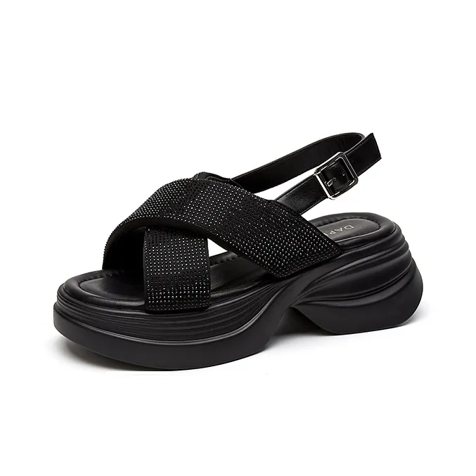 DAPHNE Beach Sandals Women's Black, Beige-1