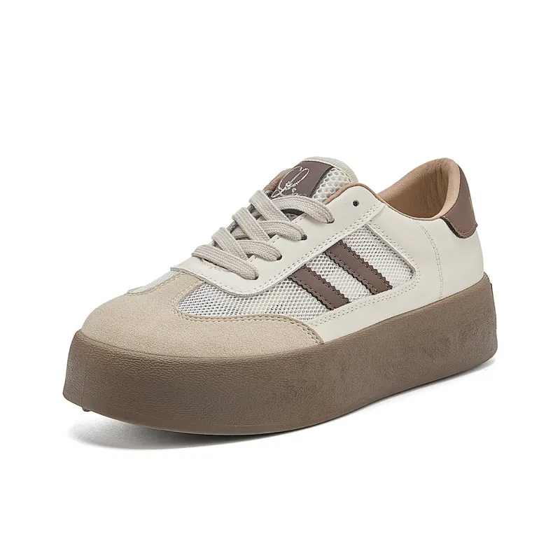 La Chapelle Wear resistant And Lightweight Low Top Skateboard Shoes Women's Beige Brown-1