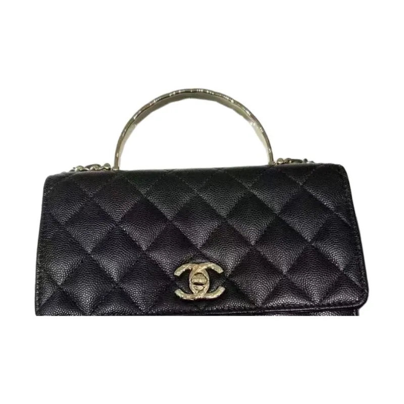 CHANEL WOC Litchi Cow Leather Shoulder Bag, Crossbody Bag, Handbag Women's Black-2