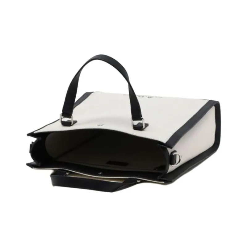 A.P.C Calfskin With Canvas Bag, Handbag Men's White & Black-2