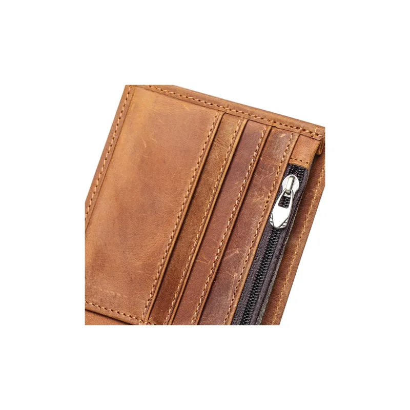 Mulinsen Cow Leather Wallet Men's Vintage Brown/Dark Brown-2