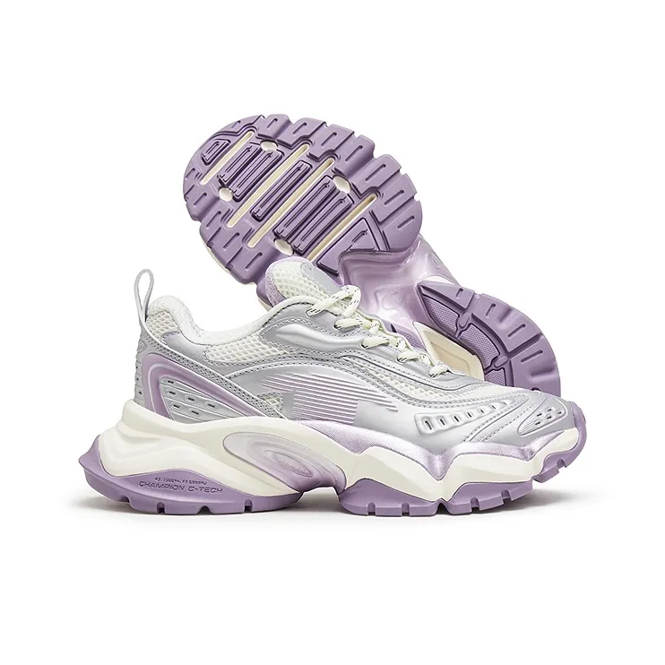 Champion Tooth Shark 2.0 Balance Low Top Chunky Sneakers Women's Silver White/Gray Tone Grape Purple-3