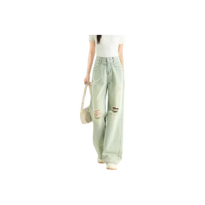 FAWENXIANGZI Jeans Women's Light Blue-0