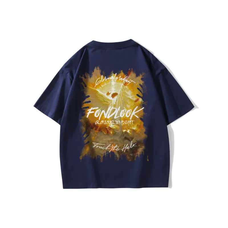 FONDLOOK T-Shirts Unisex Navy Blue-0