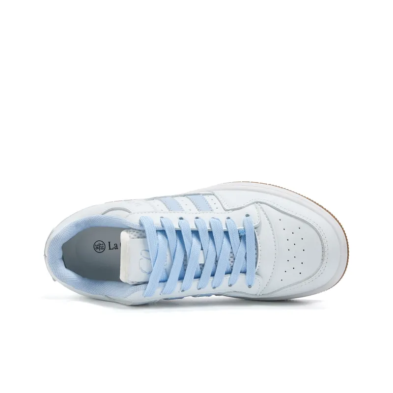 La Chapelle Low Top Skateboard Shoes Women's Beige Blue-2