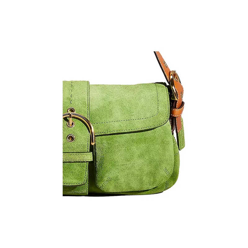 COACH Soho Suede Saddle Bag Handbag Shoulder Bag Women's Grass Green-1