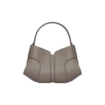 ZESH Spain Imported Top Grain Calfskin Crossbody Bag, One Shoulder Handbag Women's Elephant Gray