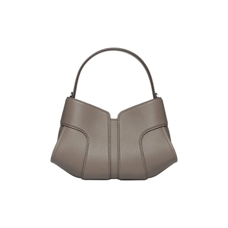 ZESH Spain Imported Top Grain Calfskin Crossbody Bag, One Shoulder Handbag Women's Elephant Gray-0