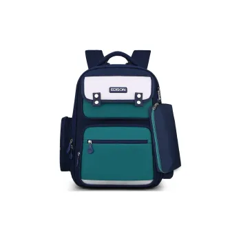 EDISON Polyester School Backpack Unisex Blue Green/Sky Blue/Pink White