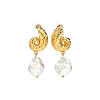 Kenneth Jay Lane Seashell Pearl Earrings