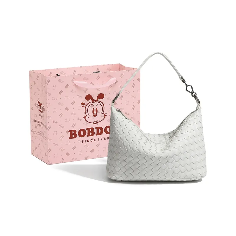 BOBDOG PU Dumpling Bag, Shoulder Bag, Crossbody Bag Women's Gray/Ecru/Black-6