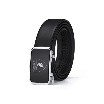 Automobili Lamborghini Cow Leather Belts Men's Width 3.5cm