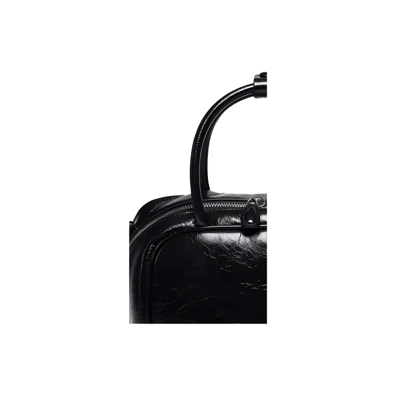 ZESH Cow Leather Bowling Bag, Handbag Small Size Women's Multicolor-1
