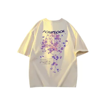 FONDLOOK T Shirts Unisex Light Beige Apricot