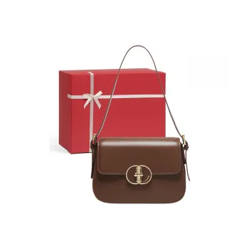 CNNCOO Split Cow Leather With Synthetic Leather Tofu Bag, Crossbody Bag, Shoulder Bag Women's Caramel Brown