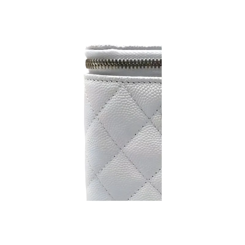 CHANEL Textured Calfskin Lipstick Bag Handbag Shoulder Bag Crossbody Bag Women's White-2