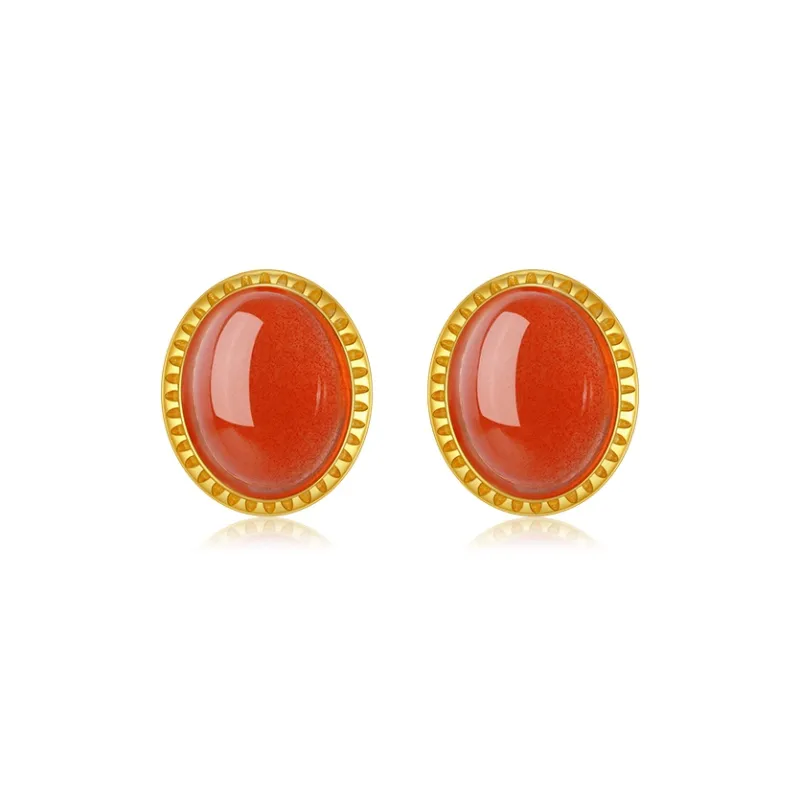 ZXIN JEWELRY South Red Agate Stud Earrings Women's-0
